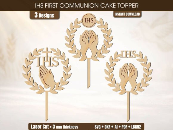 Download First Communion IHS Cake Topper SVG - Premium Resources